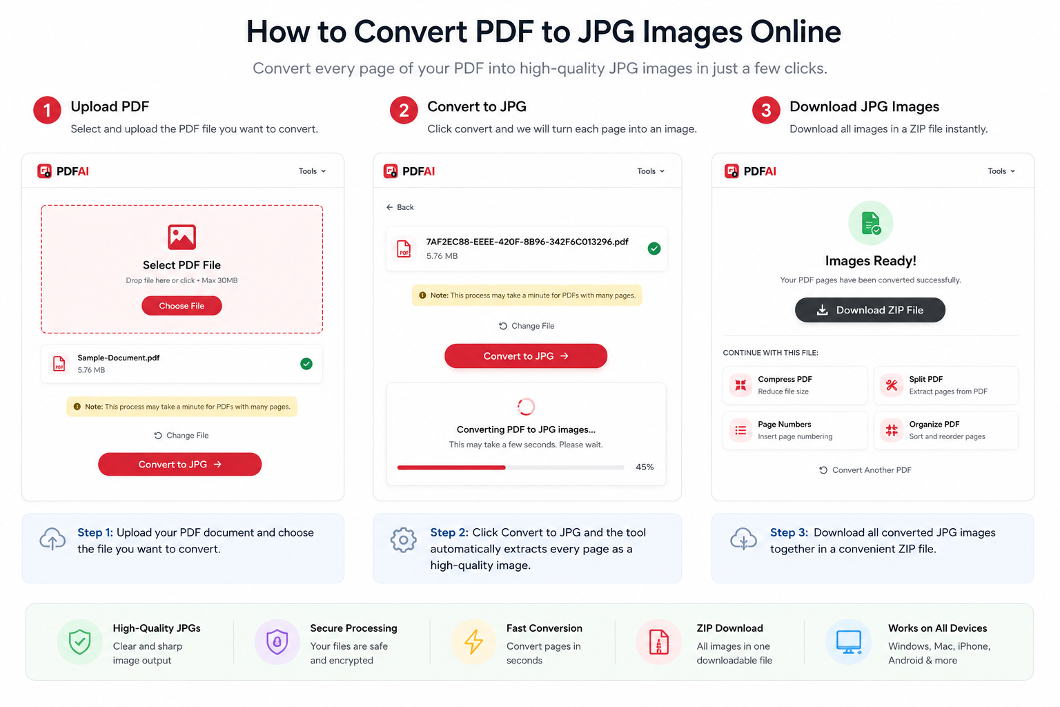 Convert PDF to JPG online free using PDF AI converter